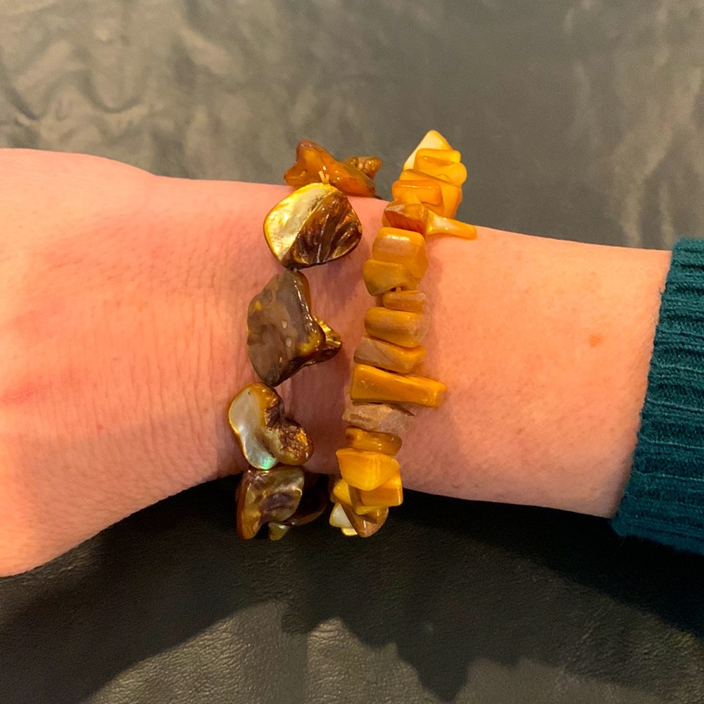 Costume two brown shades beaded bracelets